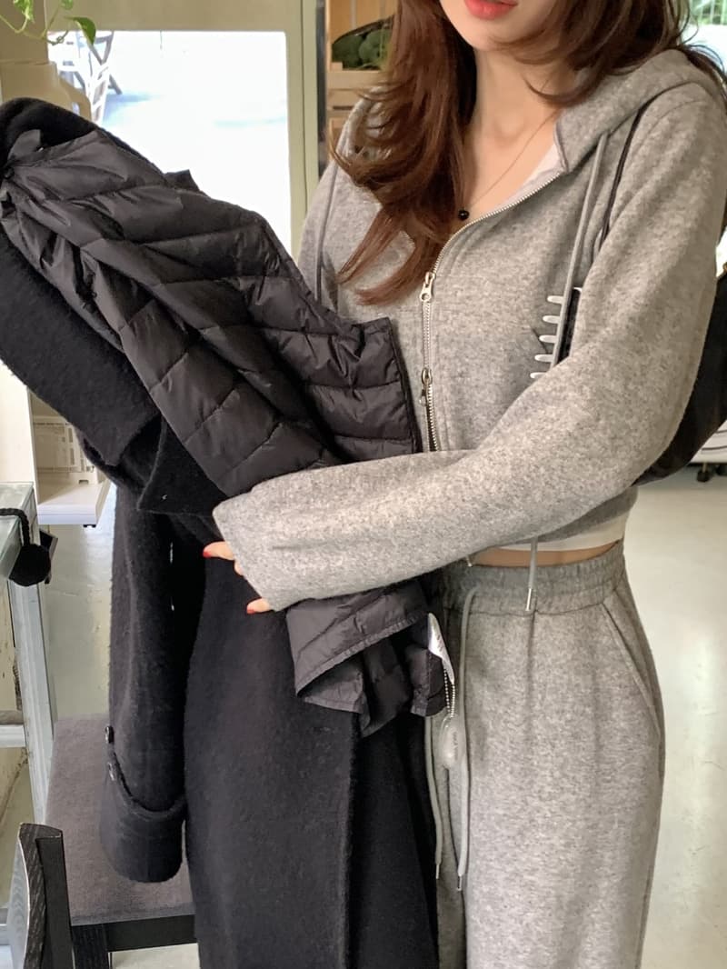 있음 선적 작은 대중 다용도 후드 더블 지퍼 디자인 센스 루즈핏 긴팔 후드티 바지 투피스 세트 상세 이미지 22