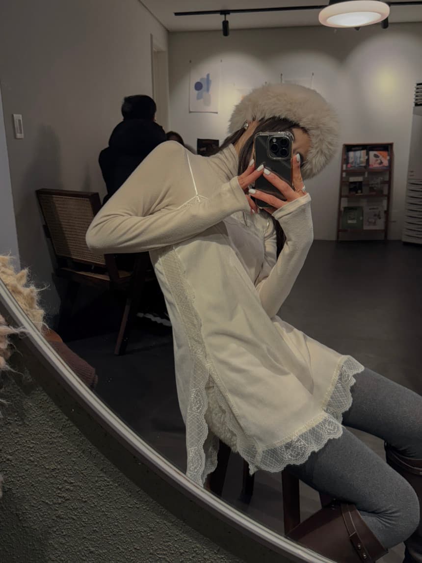 있음 선적 새로운 분위기 센스 레이스 조각 벨벳 빛 럭셔리 슬립 드레스 상세 이미지 10