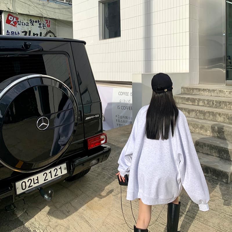 있음 선적 자수 알파벳 연령 감소 후드티 드레스 이미지 5