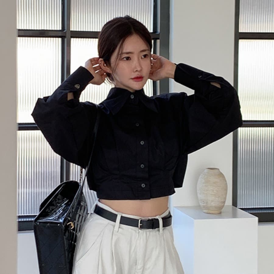 있음 선적 허리 수축 백리스 홀로우 아웃 스트랩 몸매 가꾸기 셔츠 이미지 4