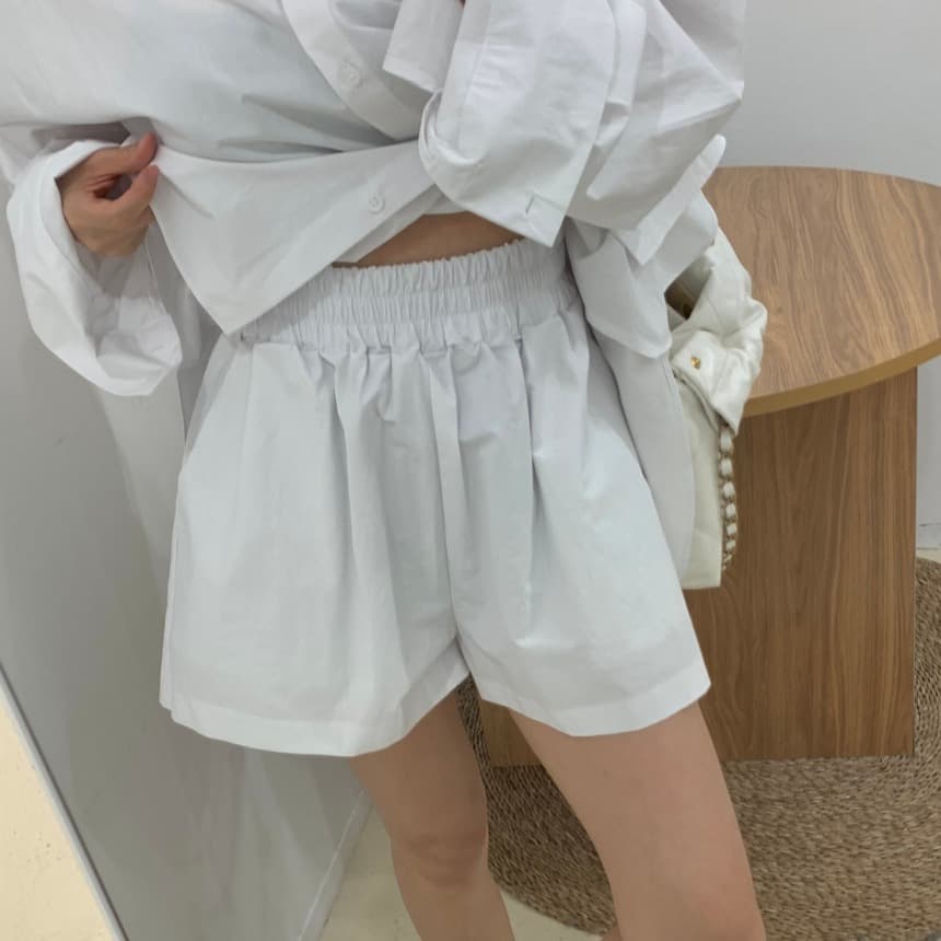 있음 선적 루즈핏 디자인 이후 홀로우 아웃 끈 긴팔 셔츠 넓은 다리가 짧다. 바지 세트 이미지 3