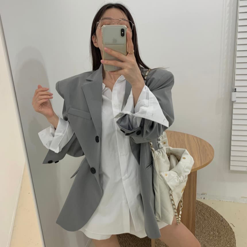 있음 선적 루즈핏 디자인 이후 홀로우 아웃 끈 긴팔 셔츠 넓은 다리가 짧다. 바지 세트 이미지 4