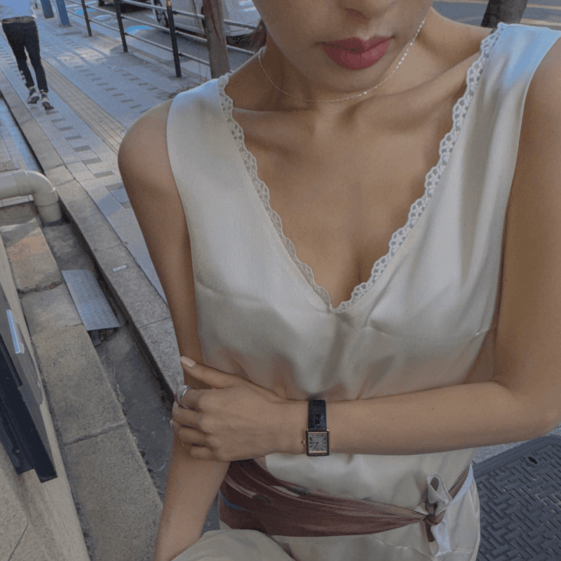 있음 선적 새로운 레이스 빅 브이 넥 민소매 드레스 이미지 4