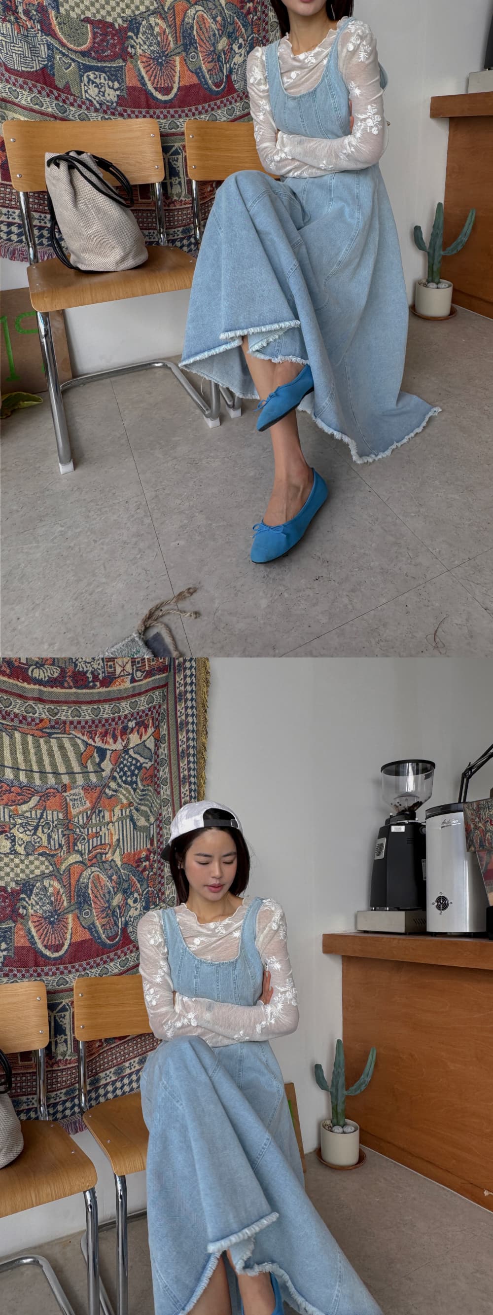 있음 선적 여성 의류 데님 외국 가스 캐주얼 민소매 드레스 상세 이미지 3