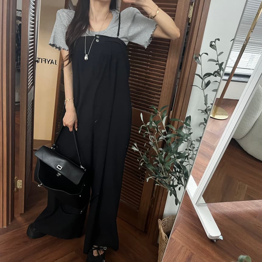 있음 선적 연령 감소 캐주얼 슬립 올인원 바지 상세 이미지 5