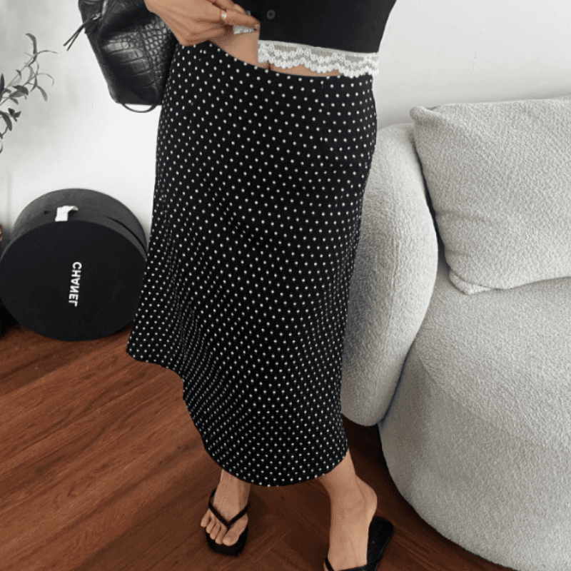 새로운 품격 출퇴근 바람 도트 무늬 한 마디 반신 스커트 이미지 4