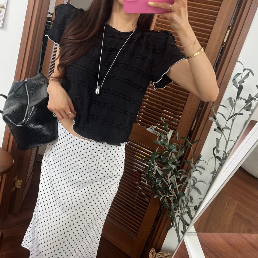 새로운 품격 출퇴근 바람 도트 무늬 한 마디 반신 스커트 상세 이미지 7