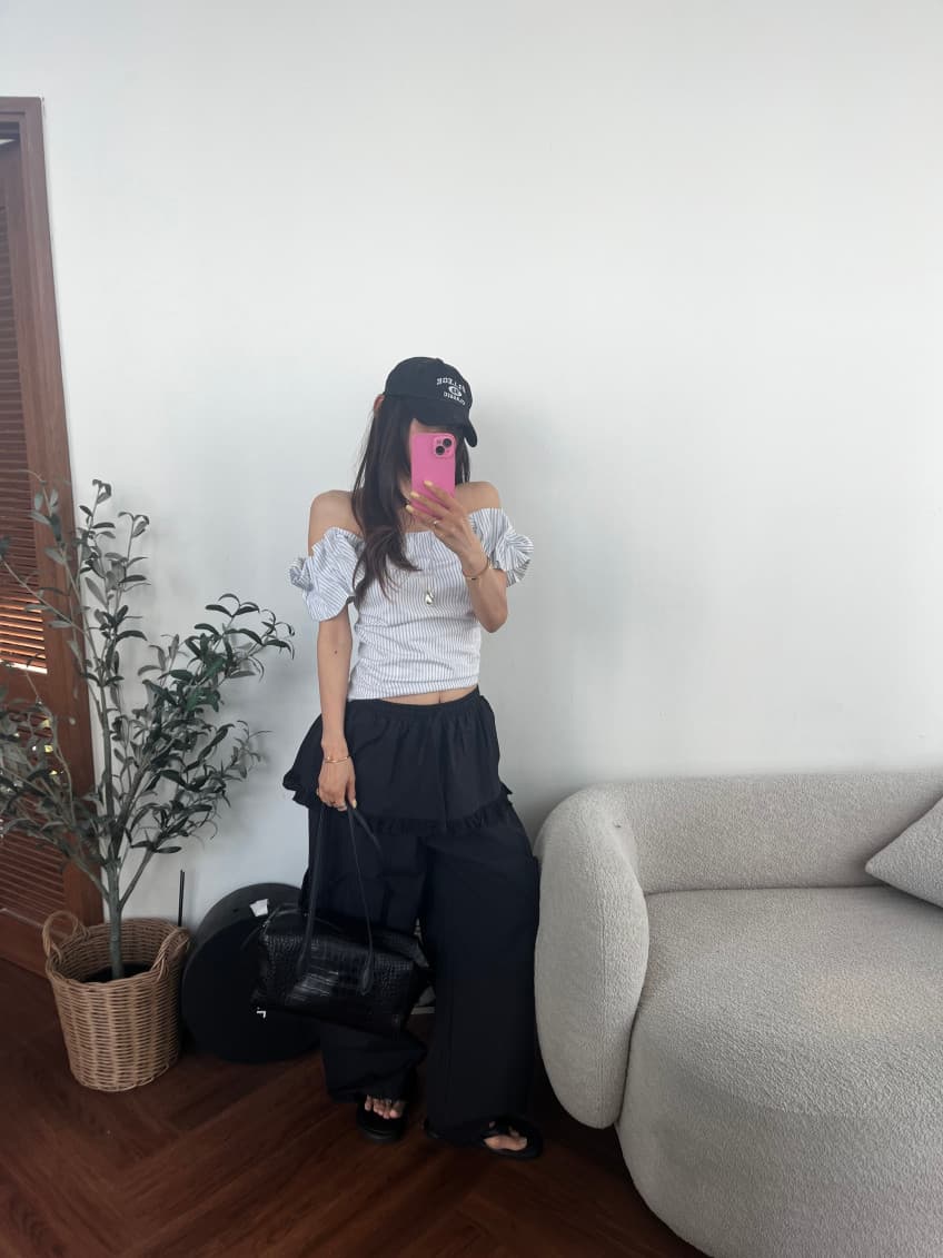 새로운 소녀 단색 프릴 펌프 로프 허리밴드 다용도 치마바지 캐주얼 바지 상세 이미지 39
