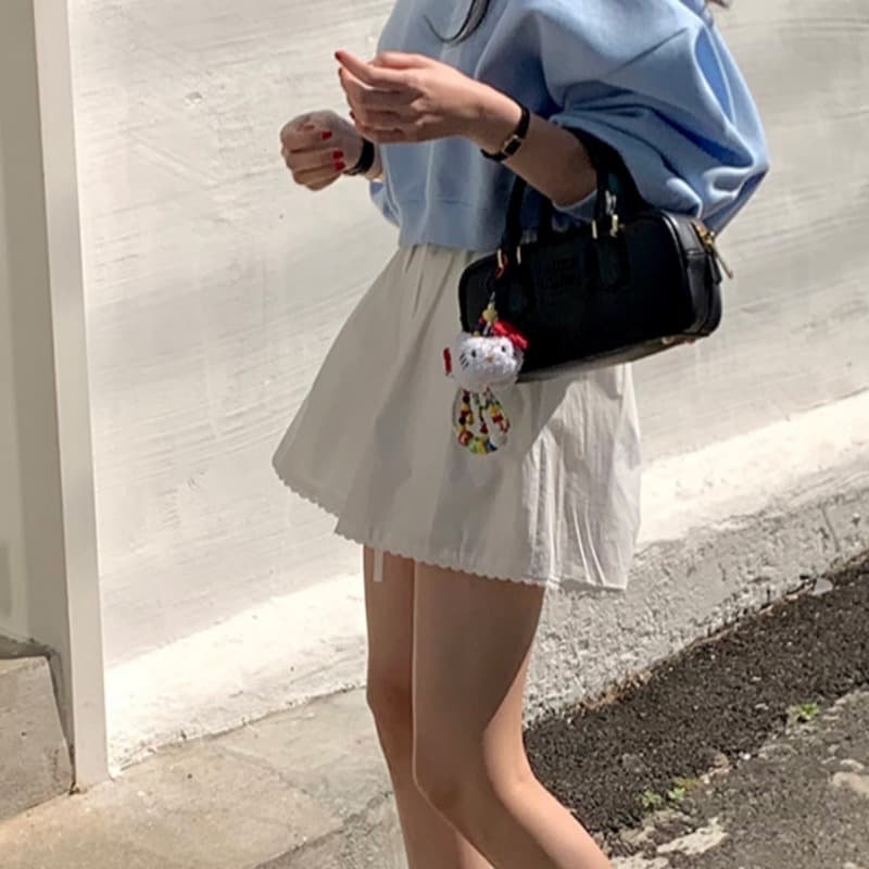 있음 선적 다용도 레이스 측면 소녀 연령 감소 스트레이트 반바지 이미지 2