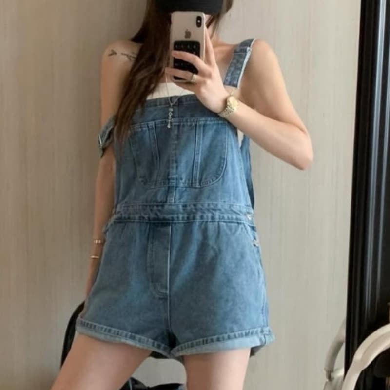 있음 선적 여름 패션 다용도 연령 감소 멜빵 올인원 반바지 이미지 4