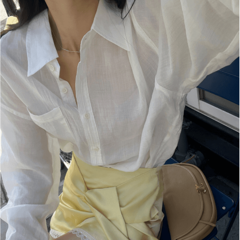 새로운 다용도 폴로 칼라 싱글 줄 버튼 주머니 루즈핏 캐주얼 셔츠
