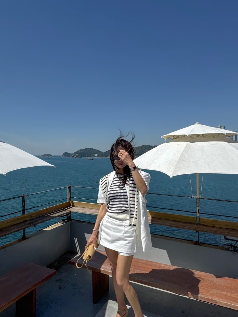있음 선적 새로운 폴로 칼라 두 버클 루즈핏 반팔 블레이저 맨위 상세 이미지 33