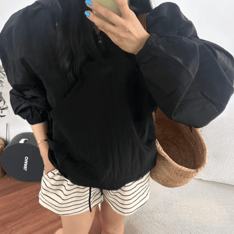 새로운 루즈핏 주머니 후드 지퍼 얇은 스타일 자외선 차단 의류 이미지 5