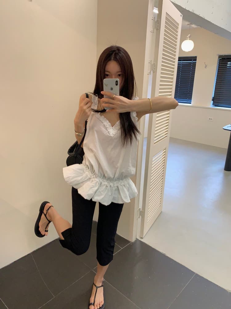 있음 선적 새로운 프릴 단색 치마 캐미솔 상세 이미지 1