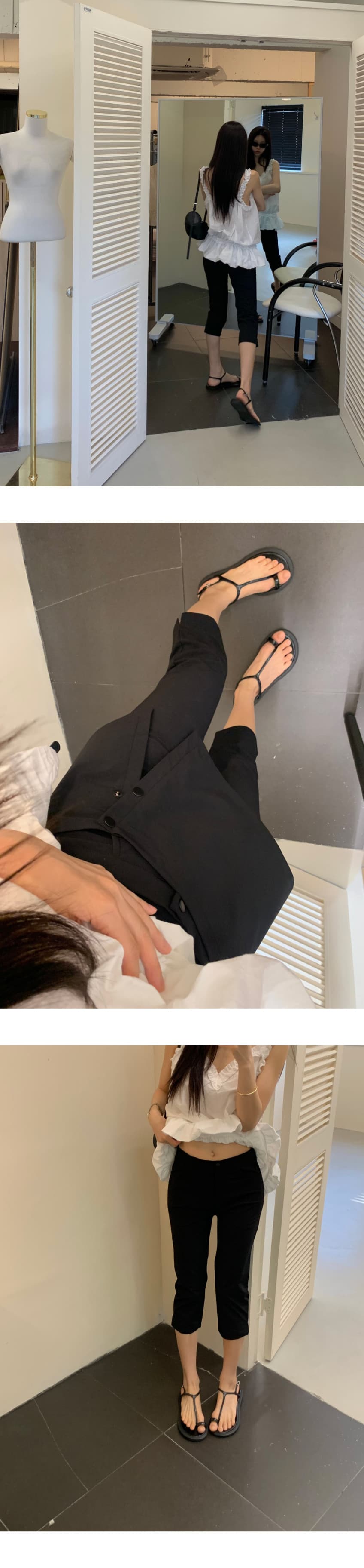 있음 선적 새로운 프릴 단색 치마 캐미솔 상세 이미지 7