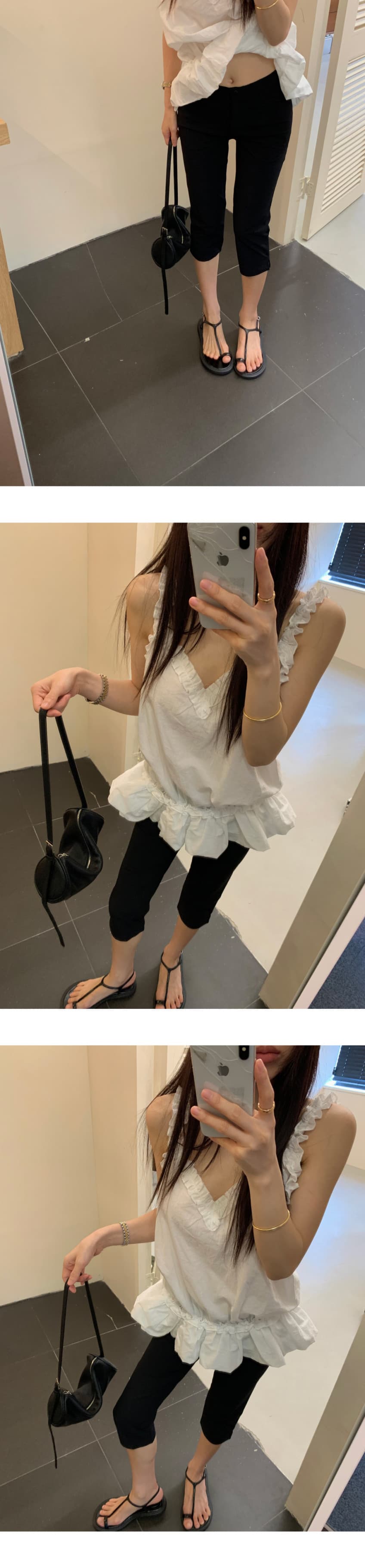 있음 선적 새로운 프릴 단색 치마 캐미솔 상세 이미지 9