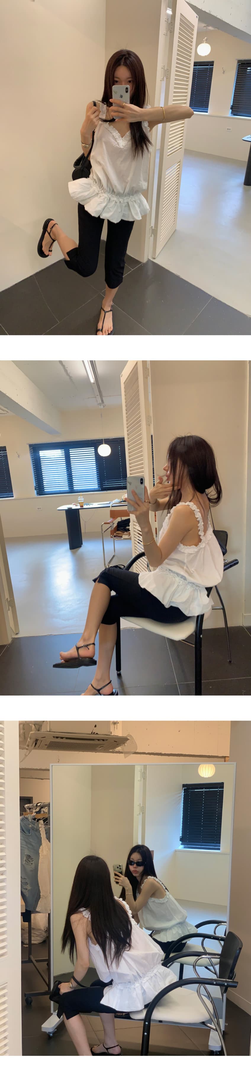 있음 선적 새로운 프릴 단색 치마 캐미솔 상세 이미지 10
