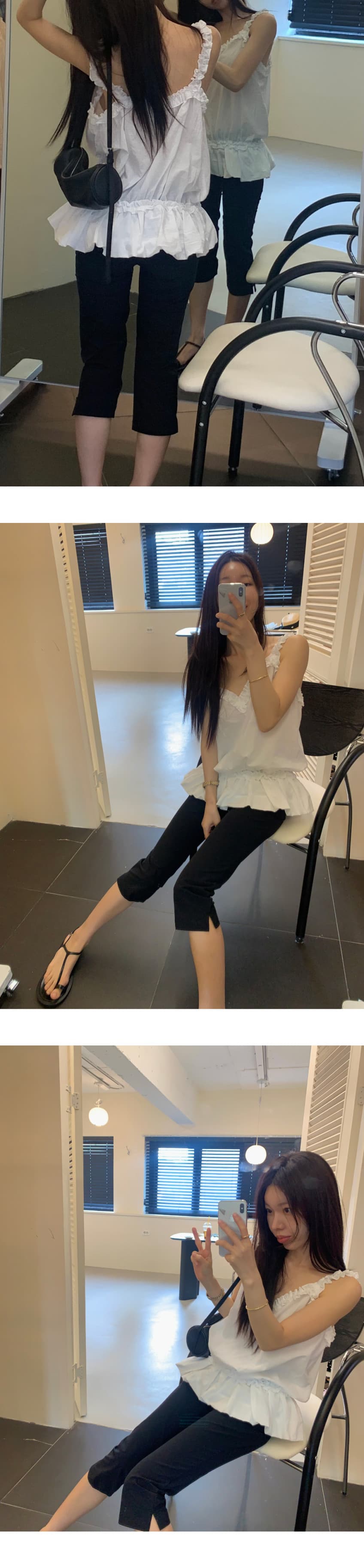 있음 선적 새로운 프릴 단색 치마 캐미솔 상세 이미지 11