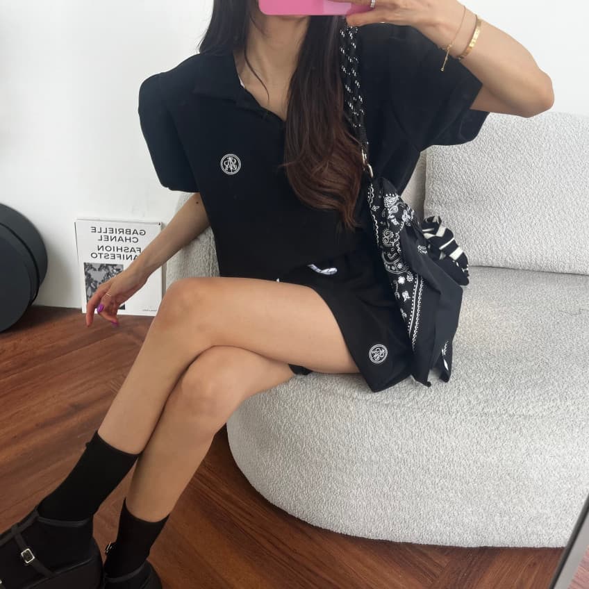 새로운 캐주얼 폴로 칼라 거품 소매 짧은 맨위 허리밴드 펌프 로프 반바지 세트 상세 이미지 25