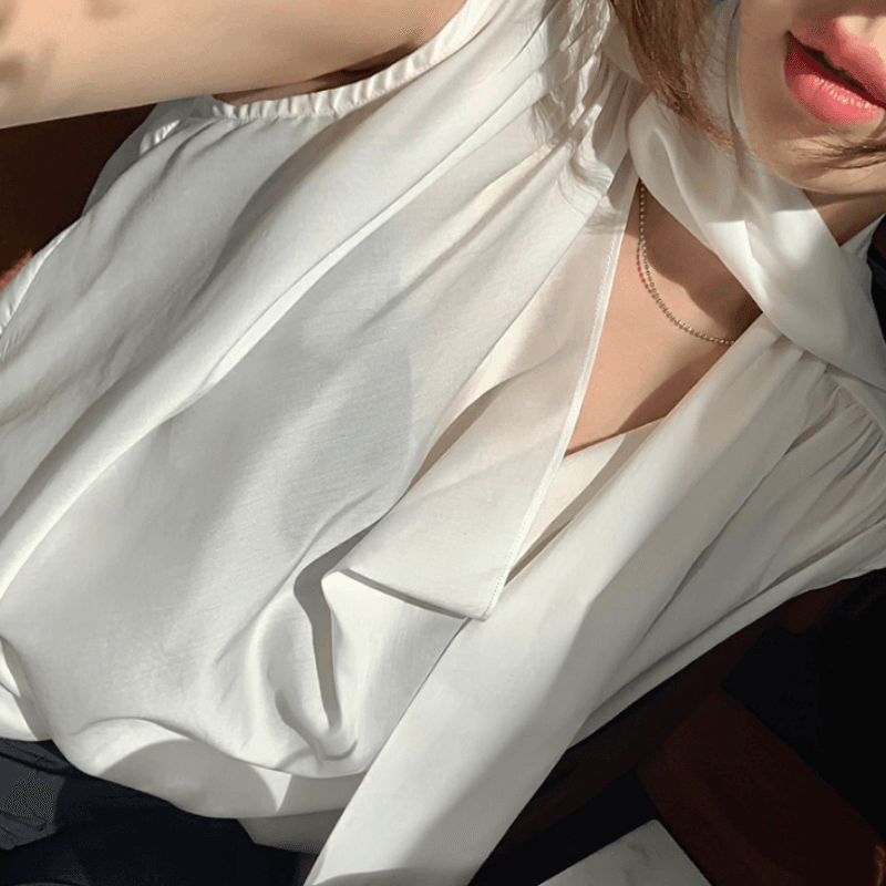 새로운 고유 한 슬림해 보이는 흔들다 칼라 포장 스타일 민소매 리본 조끼 맨위 이미지 3