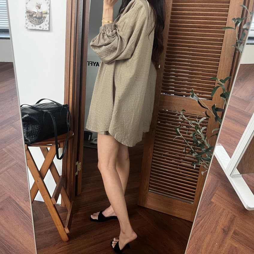새로운 한 부서 패션 후드 자외선 차단 셔츠 슬림해 보이는 넓은 다리가 짧다. 바지 투피스 세트 상세 이미지 13