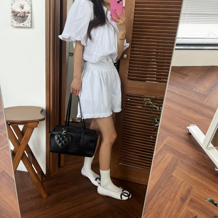 새로운 연령 감소 지퍼 스탠드 칼라 허리 반팔 맨위 반바지 투피스 세트 상세 이미지 38