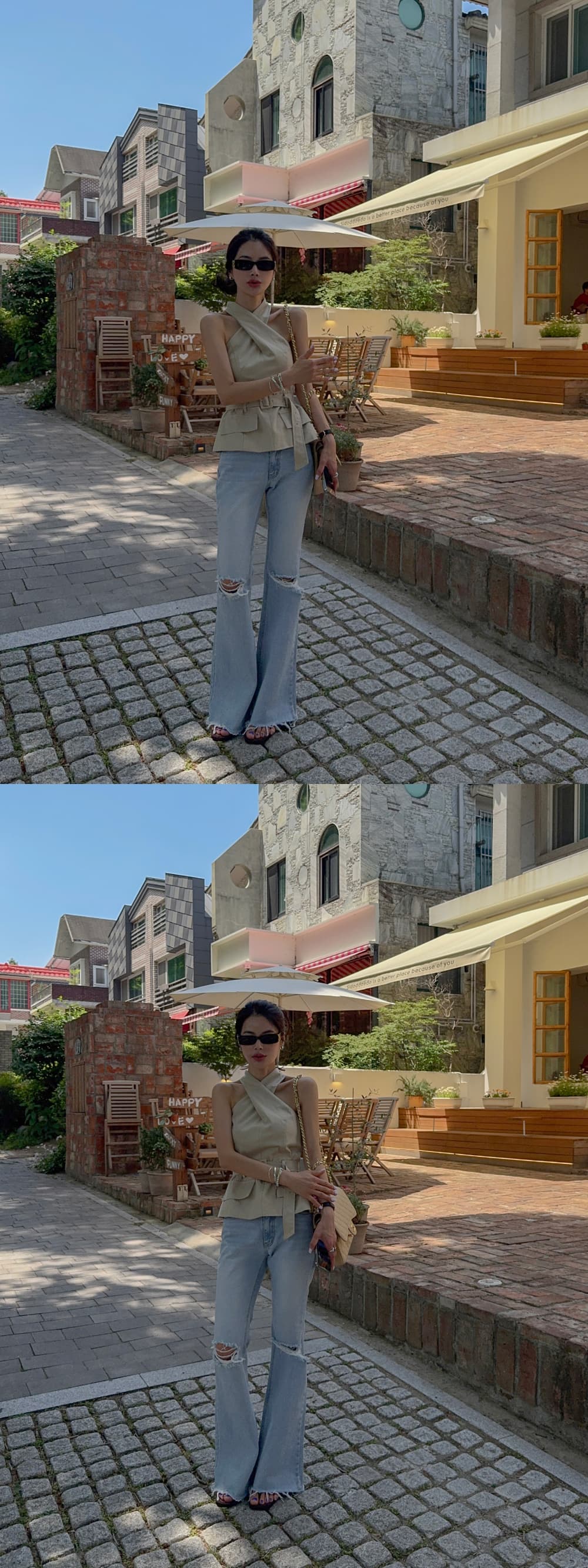 새로운 여름 십자가 행침 목 몸매 가꾸기 민소매 캐미솔 맨위 상세 이미지 8