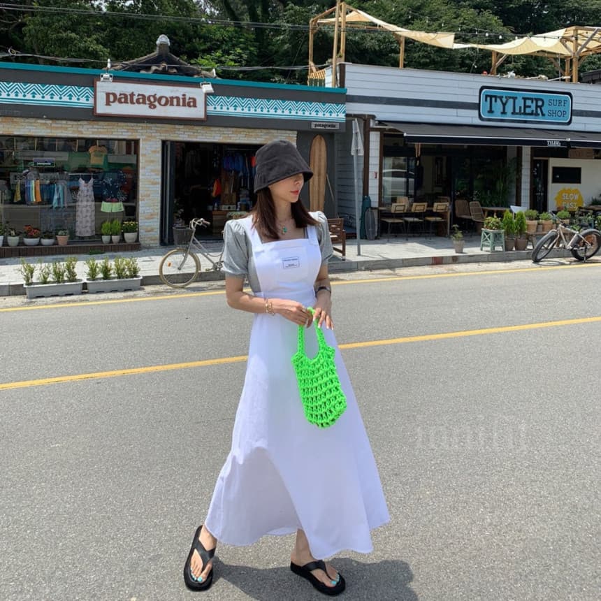가슴 막대기 표준 멜빵 드레스 상세 이미지 1