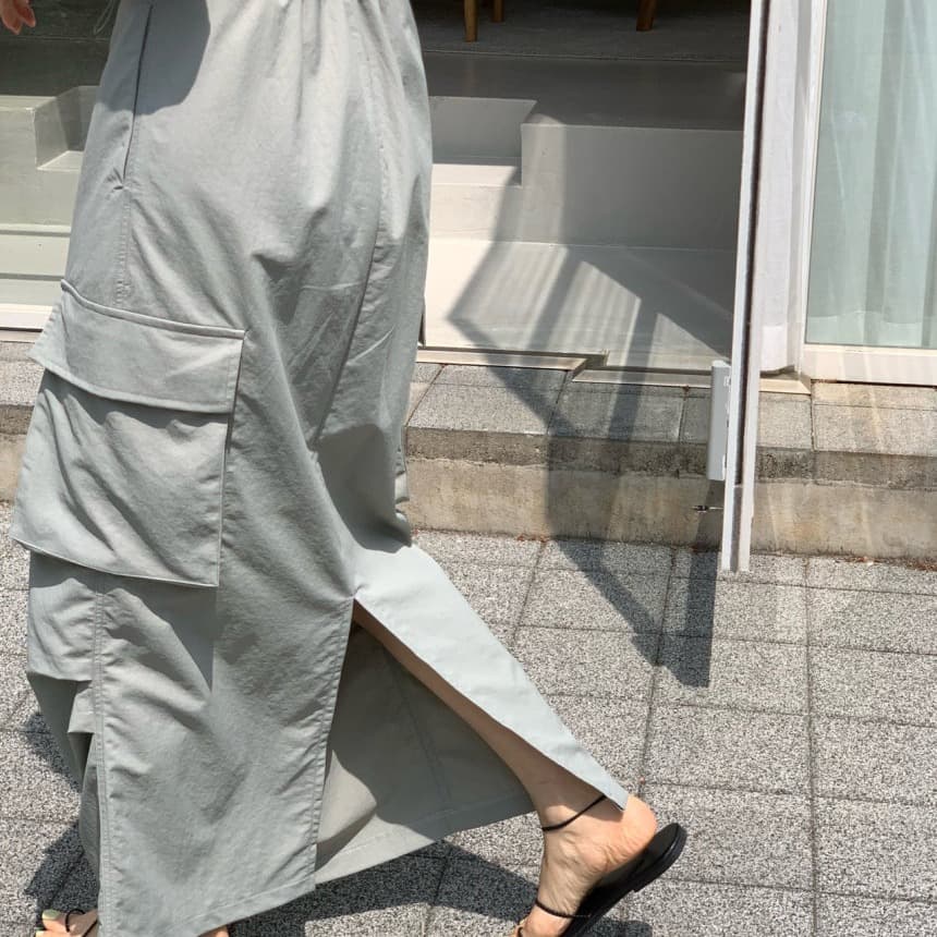 있음 선적 단색 펌프 로프 워크웨어 치마