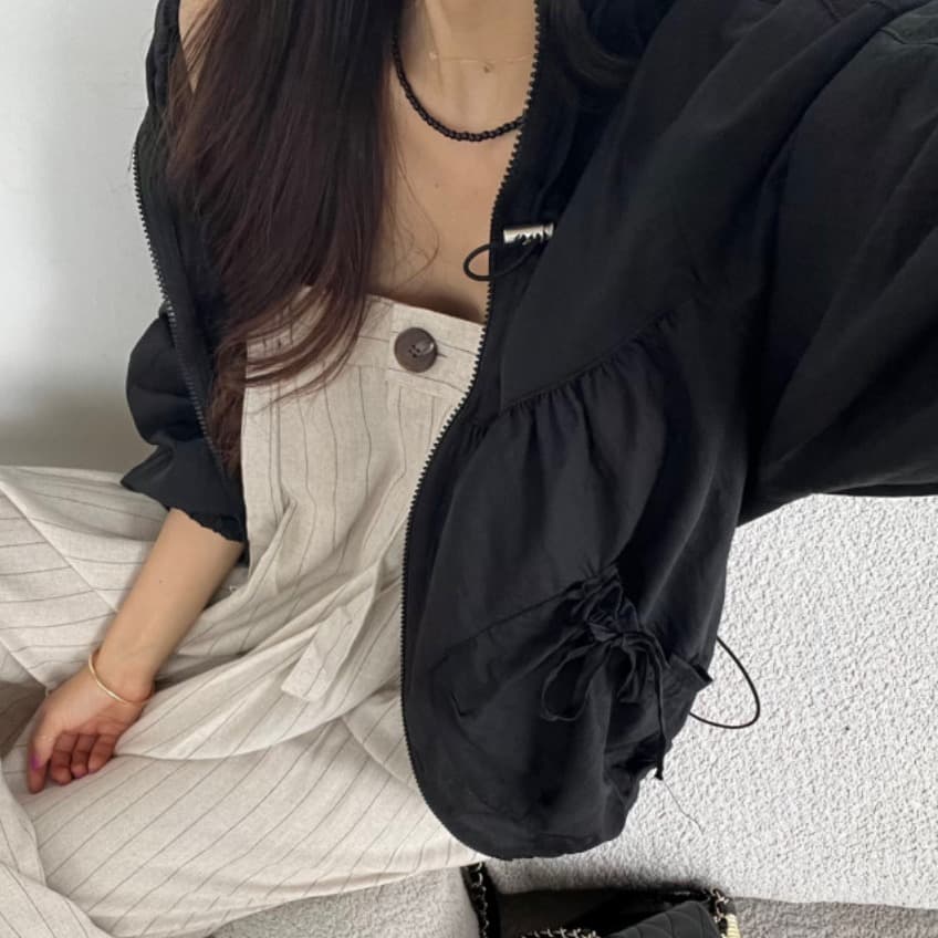 미니멀리즘 다용도 스탠드 칼라 펌프 로프 자외선 차단 재킷 이미지 3