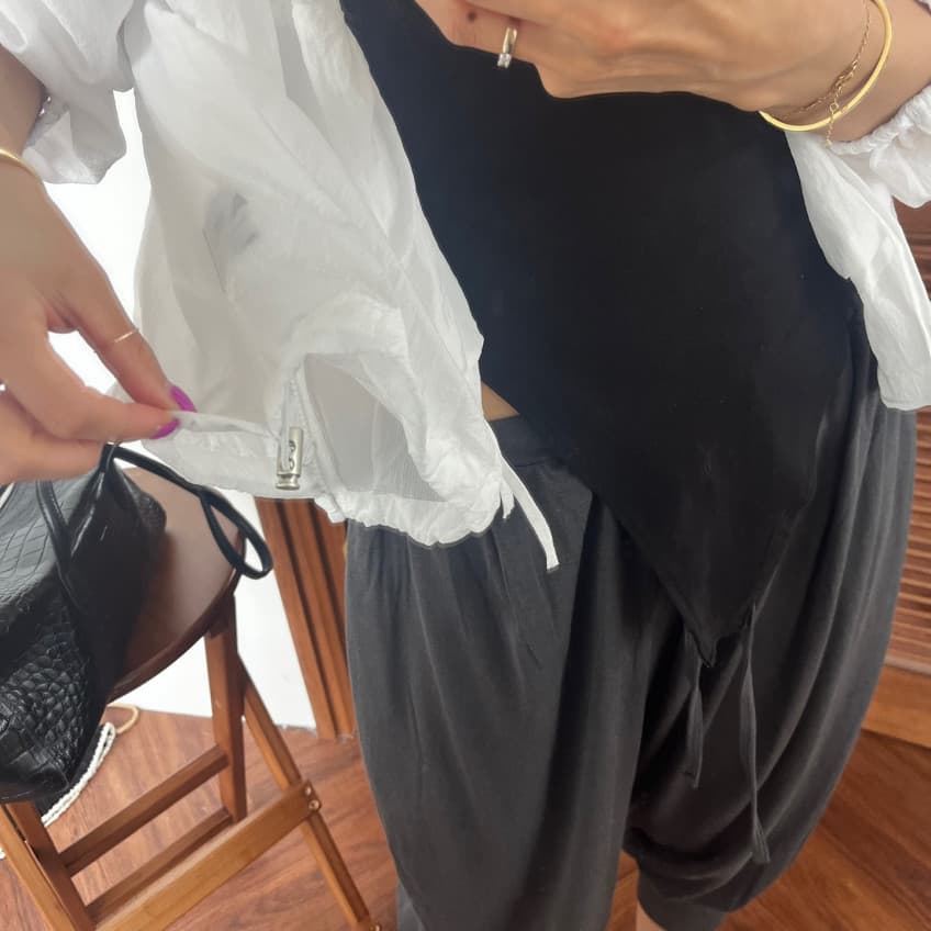 미니멀리즘 다용도 스탠드 칼라 펌프 로프 자외선 차단 재킷 상세 이미지 7