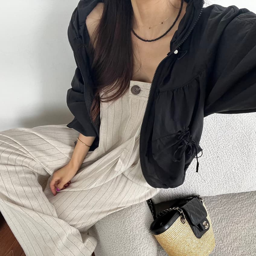 미니멀리즘 다용도 스탠드 칼라 펌프 로프 자외선 차단 재킷 상세 이미지 15