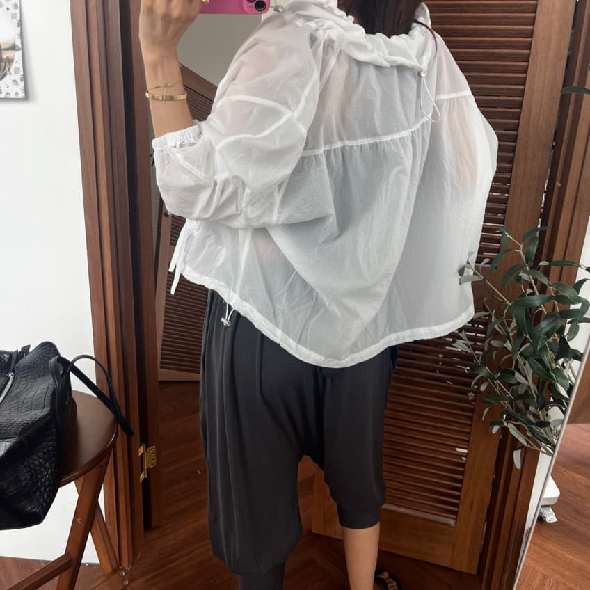 있음 선적 미니멀리즘 다용도 스탠드 칼라 펌프 로프 자외선 차단 재킷 상세 이미지 29