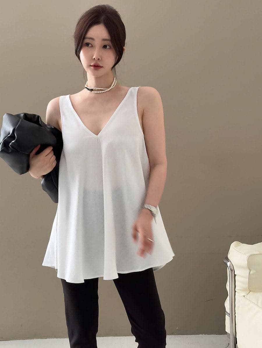 새로운 패션 다용도 V넥 단색 조끼 맨위 상세 이미지 4