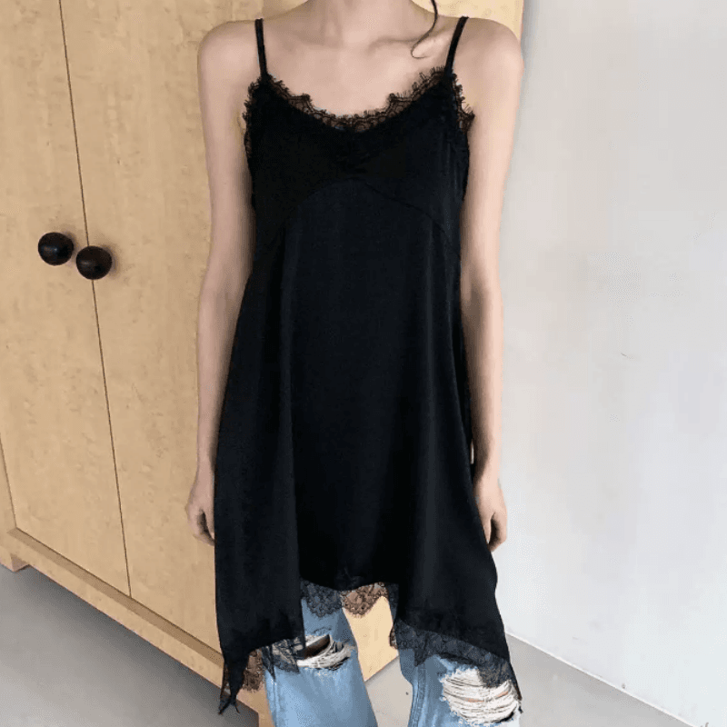 새로운 연령 감소 다용도 레이스 측면 슬립 드레스 이미지 3