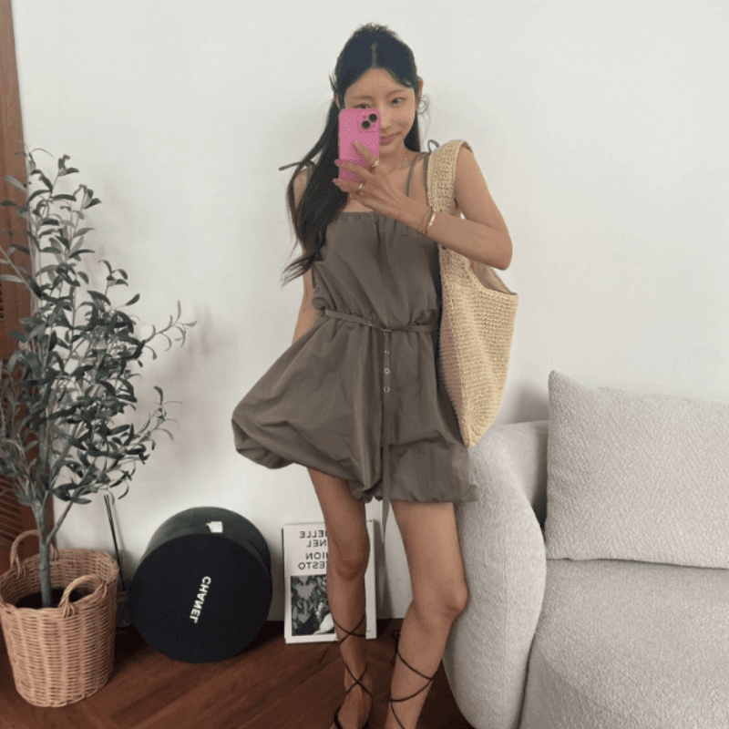 있음 선적 새로운 허리 수축 다용도 슬립 꽃밭 올인원 바지 이미지 3