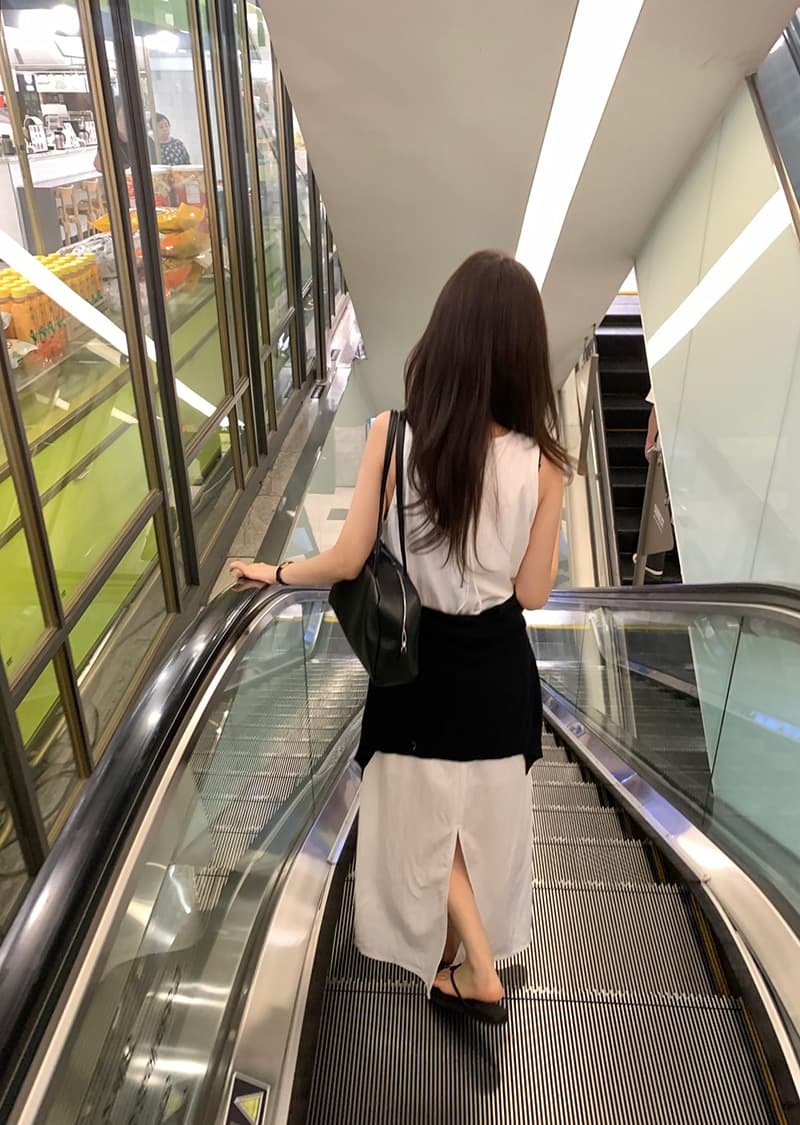 새로운 프랑스식 민소매 디자인 센스 지퍼 라운드 넥 드레스 상세 이미지 1