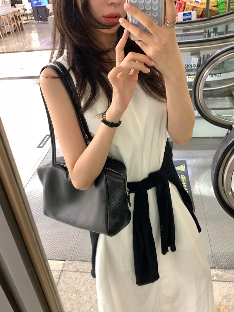 새로운 프랑스식 민소매 디자인 센스 지퍼 라운드 넥 드레스 상세 이미지 5