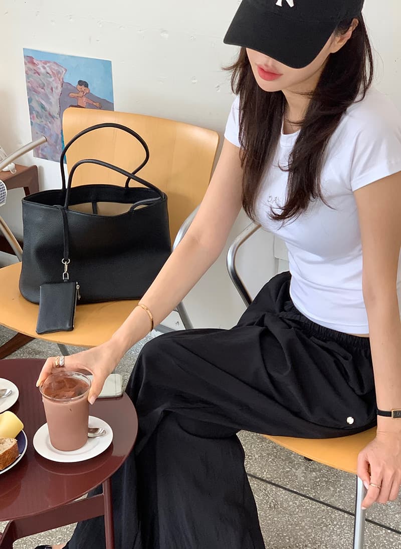 새로운 느긋한 루즈핏 펌프 로프 있음 안감 넓은 다리 길이 바지 상세 이미지 2
