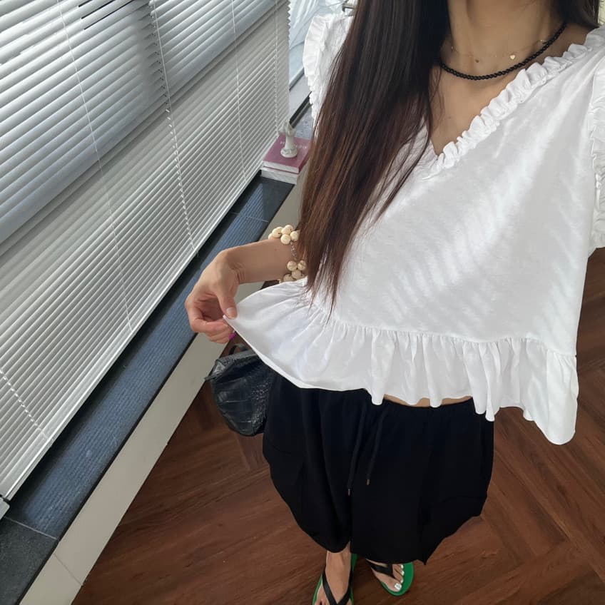 새로운 고급 단색 프릴 민소매 조끼 여성 상세 이미지 22