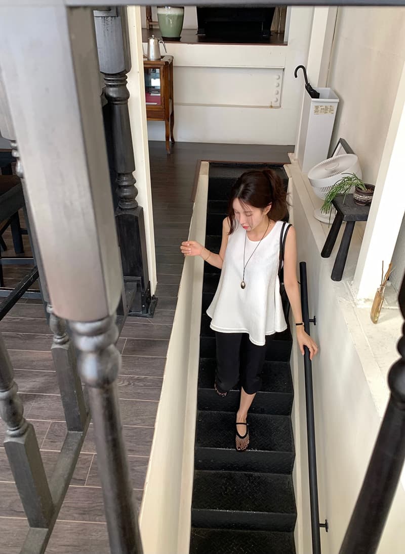 새로운 라운드 넥 민소매 루즈핏 다용도 맨위 상세 이미지 14