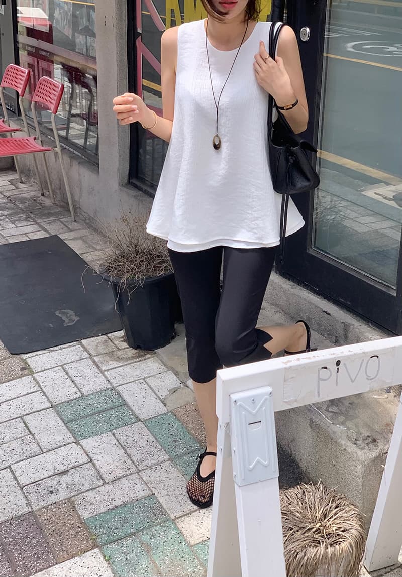 새로운 라운드 넥 민소매 루즈핏 다용도 맨위 상세 이미지 17