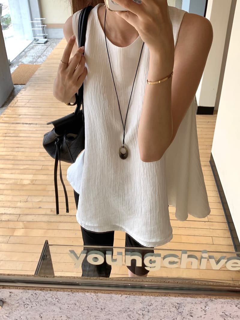 새로운 라운드 넥 민소매 루즈핏 다용도 맨위 상세 이미지 19