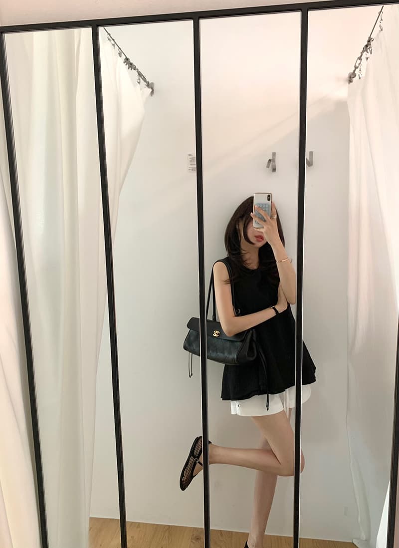 새로운 라운드 넥 민소매 루즈핏 다용도 맨위 상세 이미지 23