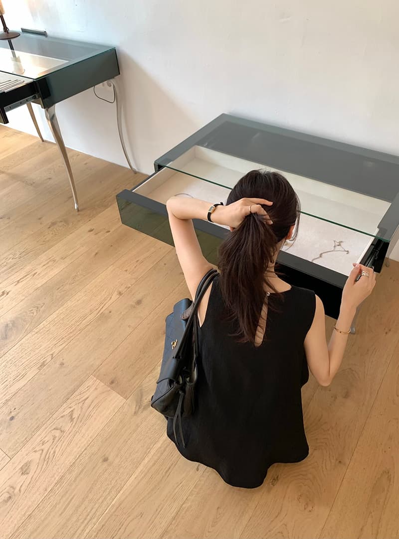 새로운 라운드 넥 민소매 루즈핏 다용도 맨위 상세 이미지 25