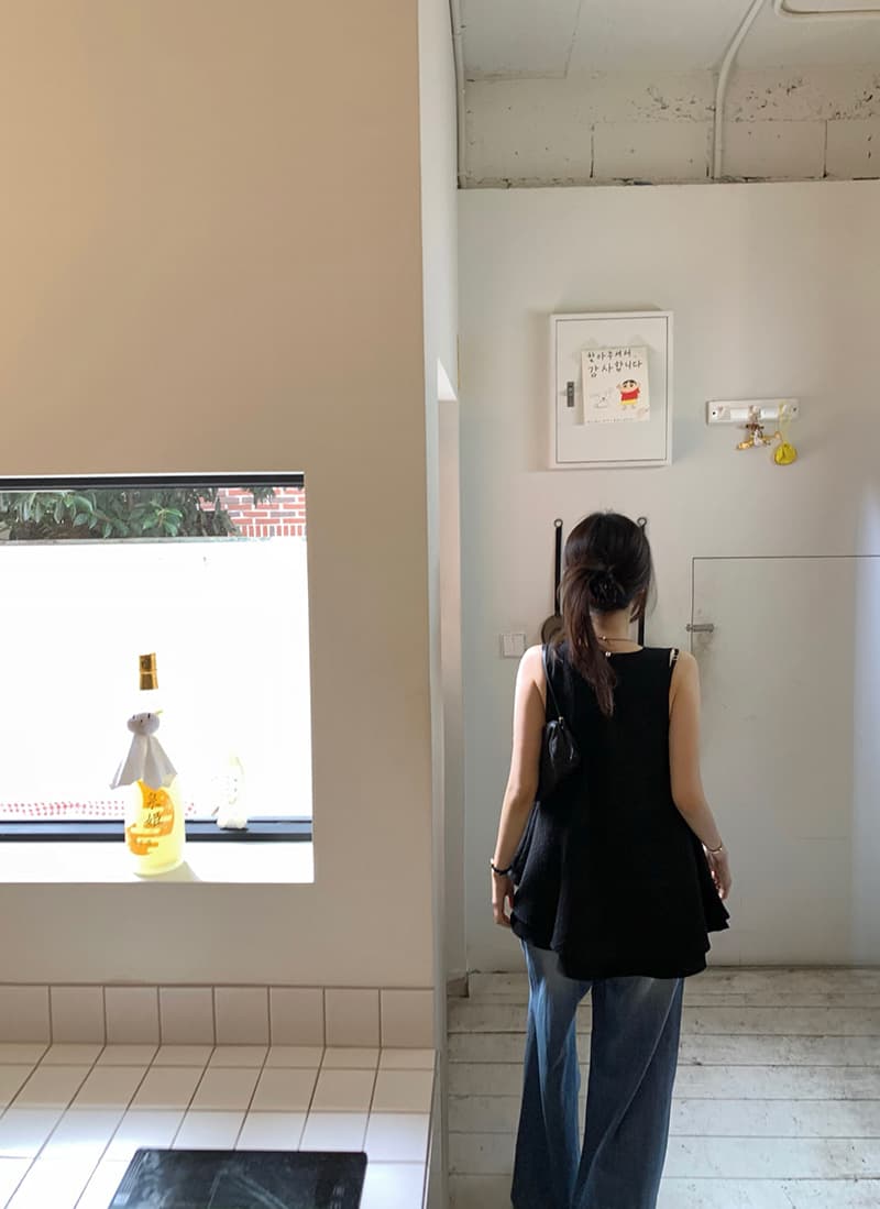 새로운 라운드 넥 민소매 루즈핏 다용도 맨위 상세 이미지 38