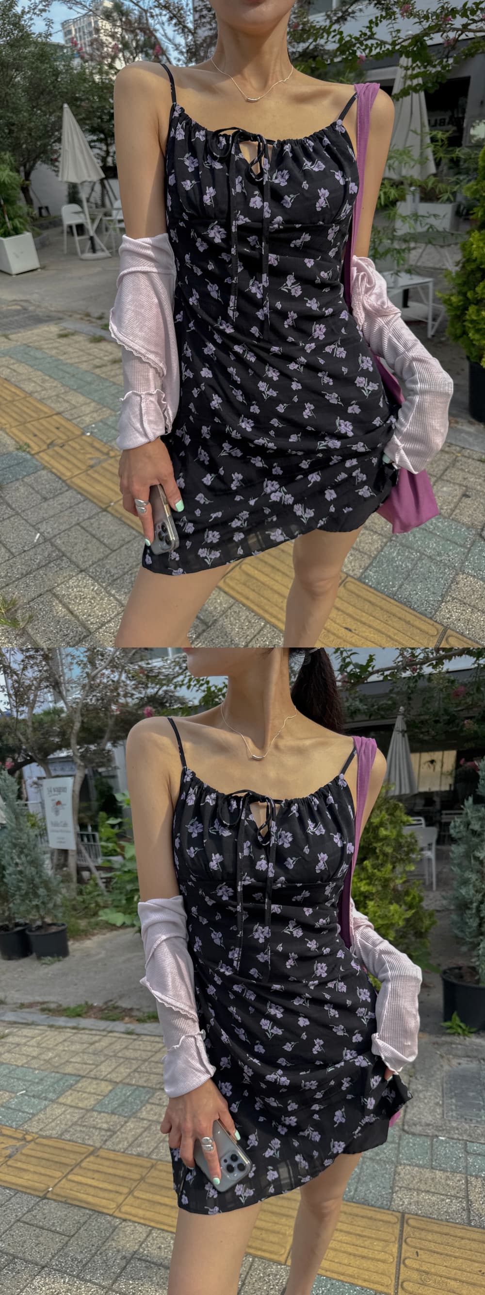 새로운 한 부서 작은 꽃무늬 슬립 드레스 상세 이미지 16