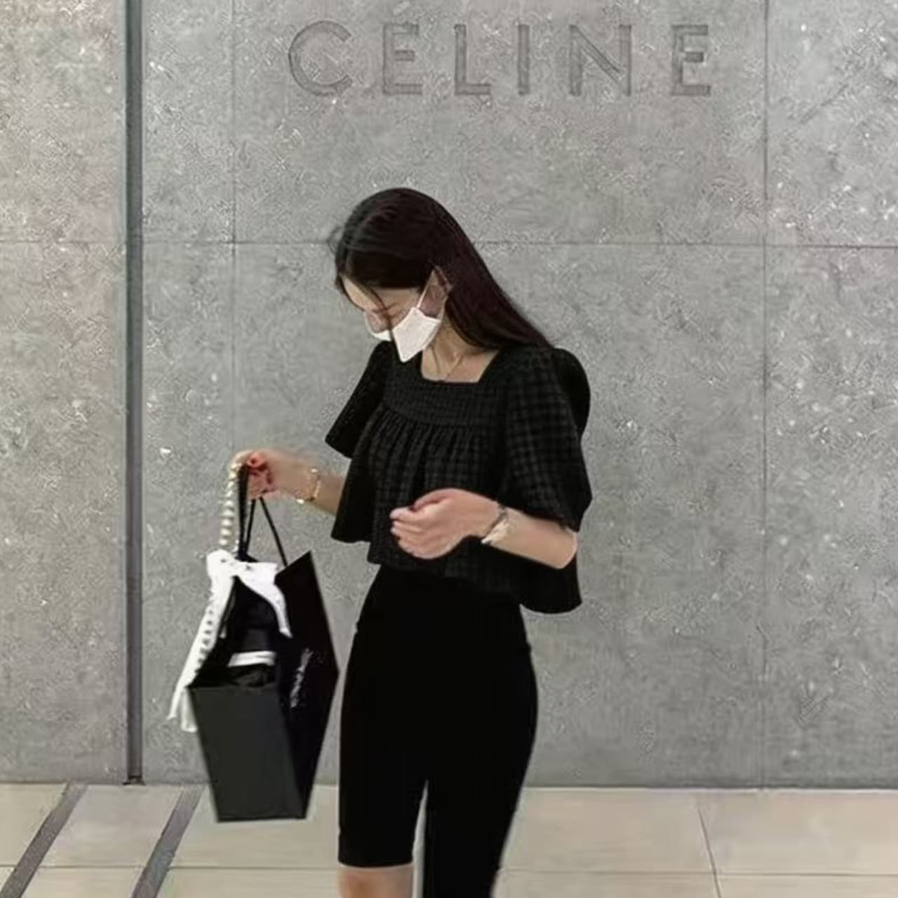 있음 선적 무거운 작업 버블 그리드 체크무늬 광장 칼라 셔츠 이미지 4