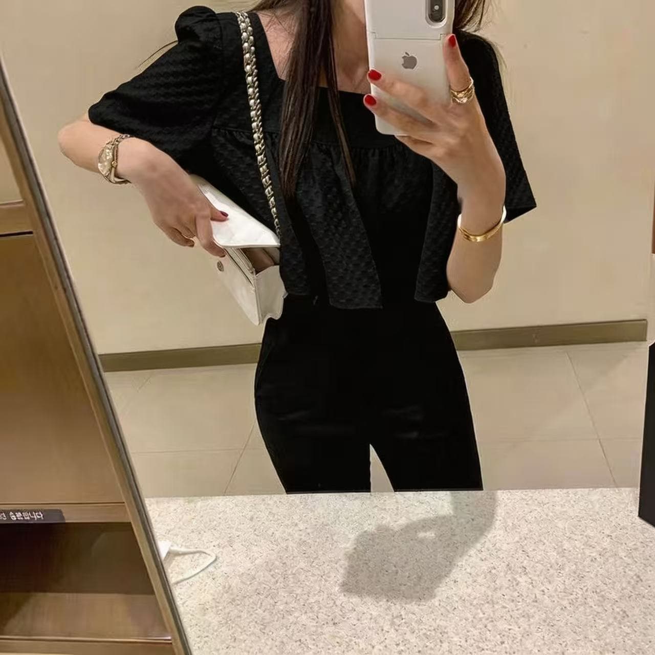 있음 선적 무거운 작업 버블 그리드 체크무늬 광장 칼라 셔츠 상세 이미지 3