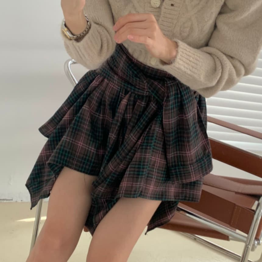 있음 선적 새로운 패치워크 색상 체크무늬 불규칙 나비 매듭 포함 안감 미니 스커트 치마바지